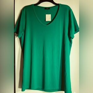 NWT Viscose Breathable Green V-Neck Women's Top size 3X Stretchy Soft